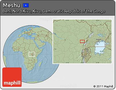Savanna Style Location Map of Meshu, hill shading