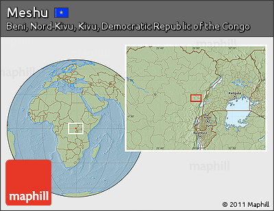 Savanna Style Location Map of Meshu, hill shading