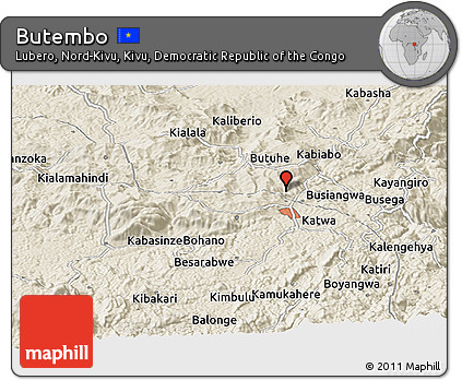Shaded Relief Panoramic Map of Butembo