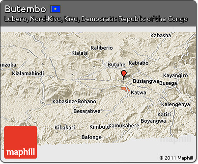 Shaded Relief Panoramic Map of Butembo