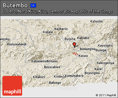 Shaded Relief Panoramic Map of Butembo