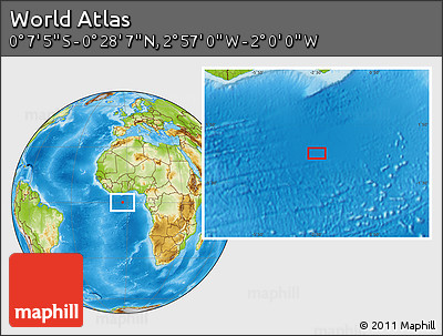 Physical Location Map of the Area around 0° 10' 31" N, 2° 28' 30" W