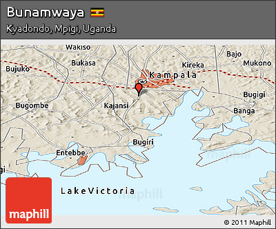 Shaded Relief Panoramic Map of Bunamwaya