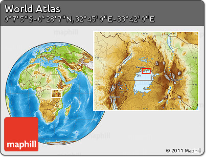 Physical Location Map of the Area around 0° 10' 31" N, 33° 13' 30" E