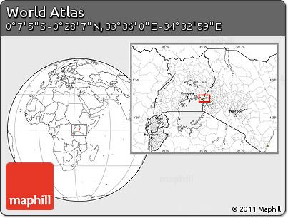 Blank Location Map of the Area around 0° 10' 31" N, 34° 4' 30" E