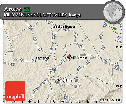 Shaded Relief Map of Arwos