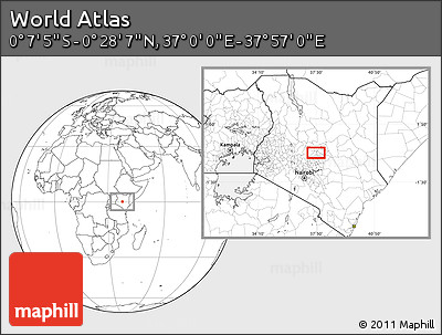 Blank Location Map of the Area around 0° 10' 31" N, 37° 28' 30" E