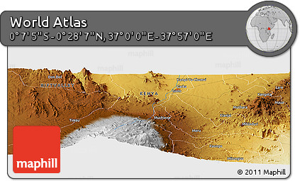 Physical Panoramic Map of the Area around 0° 10' 31" N, 37° 28' 30" E