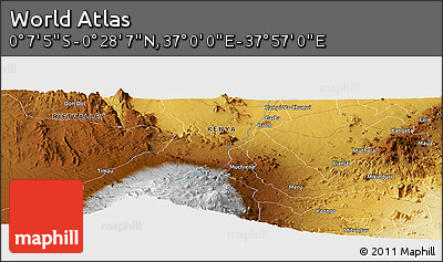 Physical Panoramic Map of the Area around 0° 10' 31" N, 37° 28' 30" E