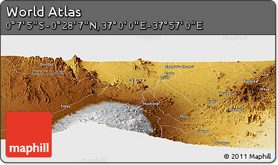 Physical Panoramic Map of the Area around 0° 10' 31" N, 37° 28' 30" E