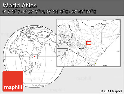 Blank Location Map of the Area around 0° 10' 31" N, 38° 19' 30" E