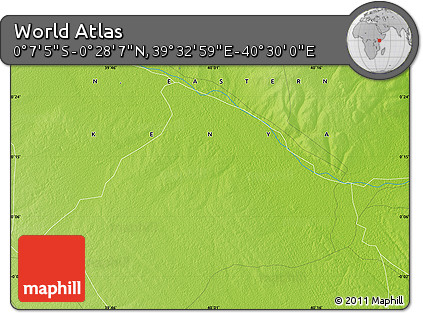 Physical Map of the Area around 0° 10' 31" N, 40° 1' 29" E