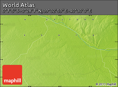 Physical Map of the Area around 0° 10' 31" N, 40° 1' 29" E