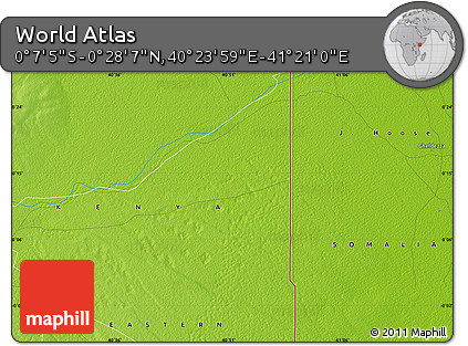 Physical Map of the Area around 0° 10' 31" N, 40° 52' 30" E