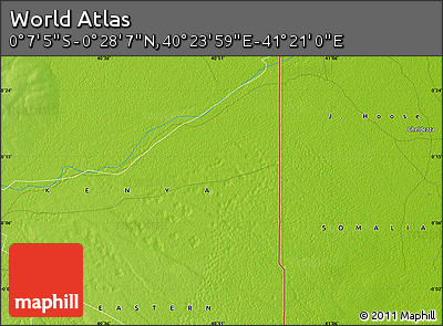 Physical Map of the Area around 0° 10' 31" N, 40° 52' 30" E