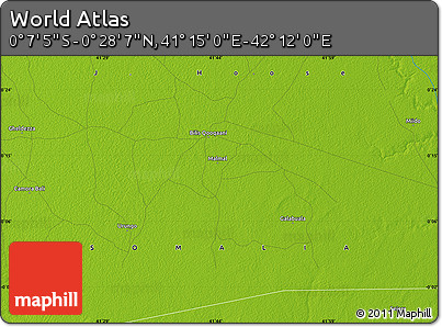 Physical Map of the Area around 0° 10' 31" N, 41° 43' 30" E