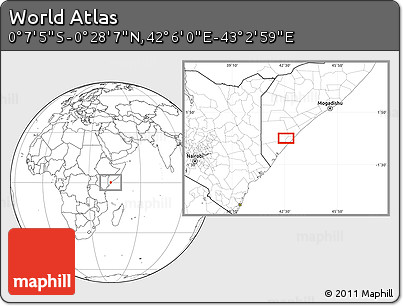 Blank Location Map of the Area around 0° 10' 31" N, 42° 34' 30" E