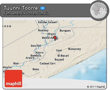 Shaded Relief Panoramic Map of Tuunni Toorre