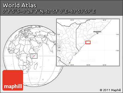 Blank Location Map of the Area around 0° 10' 31" N, 43° 25' 29" E
