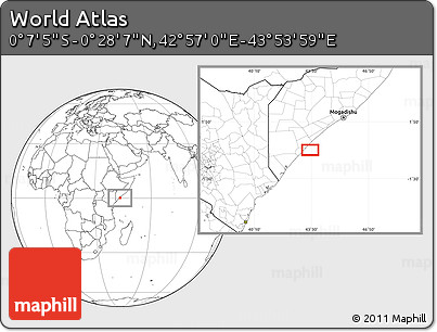 Blank Location Map of the Area around 0° 10' 31" N, 43° 25' 29" E