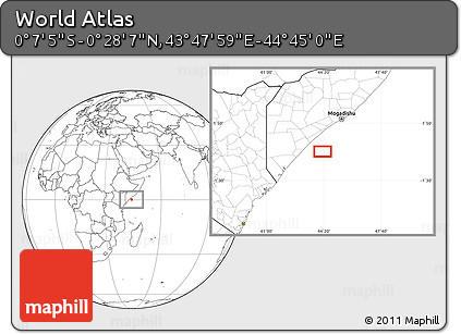 Blank Location Map of the Area around 0° 10' 31" N, 44° 16' 29" E