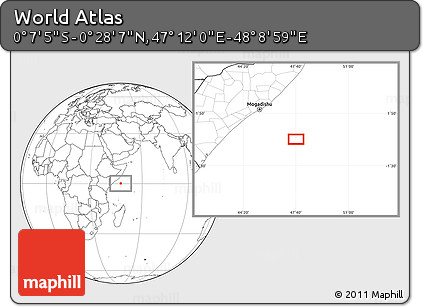 Blank Location Map of the Area around 0° 10' 31" N, 47° 40' 29" E