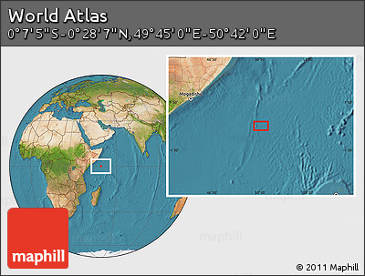 Satellite Location Map of the Area around 0° 10' 31" N, 50° 13' 30" E