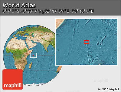 Satellite Location Map of the Area around 0° 10' 31" N, 52° 46' 29" E