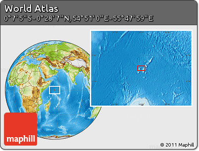 Physical Location Map of the Area around 0° 10' 31" N, 55° 19' 30" E