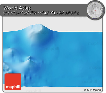 Shaded Relief 3D Map of the Area around 0° 10' 31" N, 56° 10' 29" E