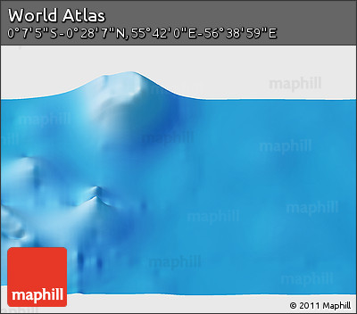 Shaded Relief 3D Map of the Area around 0° 10' 31" N, 56° 10' 29" E