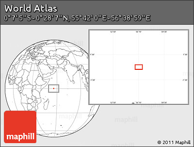 Blank Location Map of the Area around 0° 10' 31" N, 56° 10' 29" E