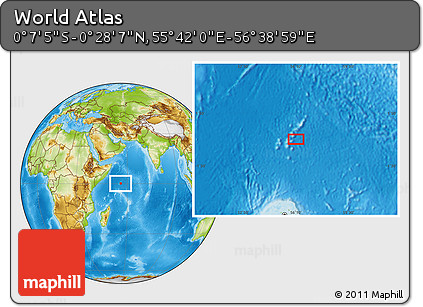 Physical Location Map of the Area around 0° 10' 31" N, 56° 10' 29" E
