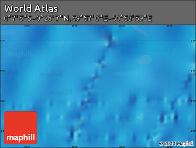 Physical Map of the Area around 0° 10' 31" N, 60° 25' 29" E