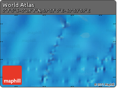 Physical Map of the Area around 0° 10' 31" N, 60° 25' 29" E
