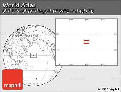 Blank Location Map of the Area around 0° 10' 31" N, 61° 16' 29" E