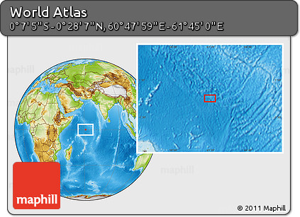 Physical Location Map of the Area around 0° 10' 31" N, 61° 16' 29" E