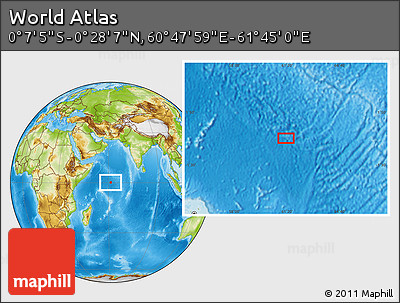 Physical Location Map of the Area around 0° 10' 31" N, 61° 16' 29" E