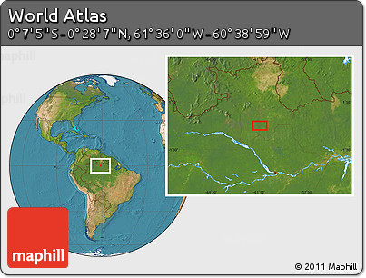 Satellite Location Map of the Area around 0° 10' 31" N, 61° 7' 30" W