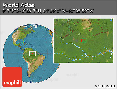 Satellite Location Map of the Area around 0° 10' 31" N, 61° 7' 30" W