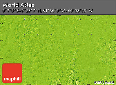 Physical Map of the Area around 0° 10' 31" N, 61° 7' 30" W