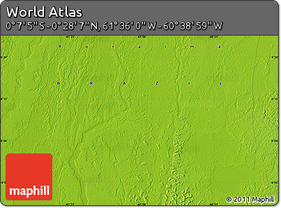 Physical Map of the Area around 0° 10' 31" N, 61° 7' 30" W