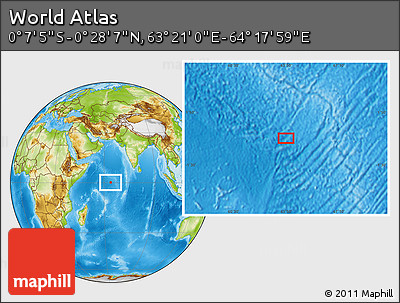 Physical Location Map of the Area around 0° 10' 31" N, 63° 49' 30" E