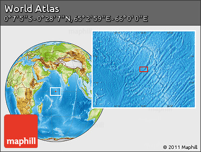 Physical Location Map of the Area around 0° 10' 31" N, 65° 31' 30" E
