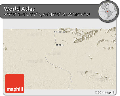 Shaded Relief 3D Map of the Area around 0° 10' 31" N, 66° 13' 29" W