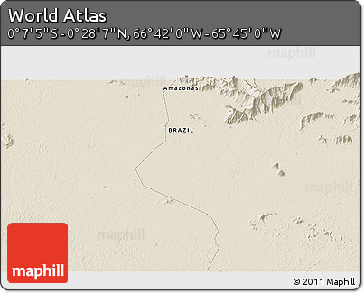 Shaded Relief 3D Map of the Area around 0° 10' 31" N, 66° 13' 29" W