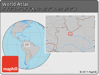 Gray Location Map of the Area around 0° 10' 31" N, 66° 13' 29" W