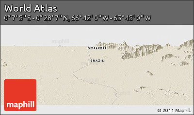 Shaded Relief Panoramic Map of the Area around 0° 10' 31" N, 66° 13' 29" W