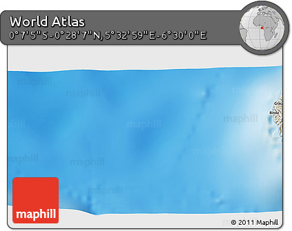 Shaded Relief 3D Map of the Area around 0° 10' 31" N, 6° 1' 30" E