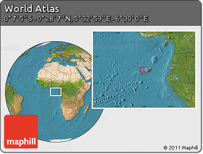Satellite Location Map of the Area around 0° 10' 31" N, 6° 1' 30" E